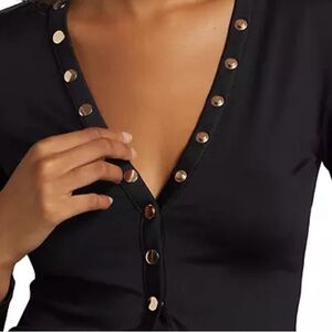 BCBG MaxAzria Ribbed button detail top